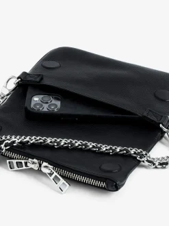 Fashion Zadig & Voltaire Swing Your Wings Rock Nano ClutchICONIC Noirsilver